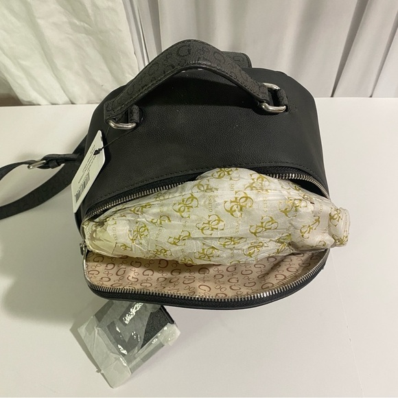 NWT Guess Turley SV755331 Women's Coal Black Faux Leather Logo Backpack W/Wallet - Picture 9 of 14